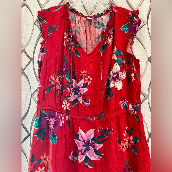 Old Navy Plus Size Hawaiian Floral Red Dress 1X - Picture 4 of 4